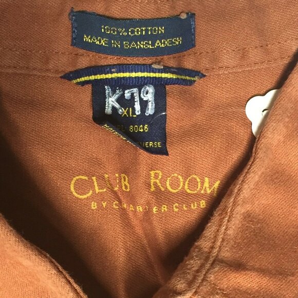 Charter Club Room Mens Button Up Long Sleeved Shirt Tomato Red Size XL - Picture 5 of 12